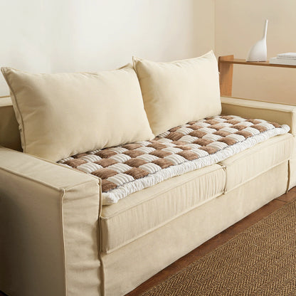 Funda de sofá a cuadros Fuzzy Cream