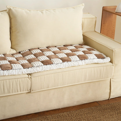 Funda de sofá a cuadros Fuzzy Cream