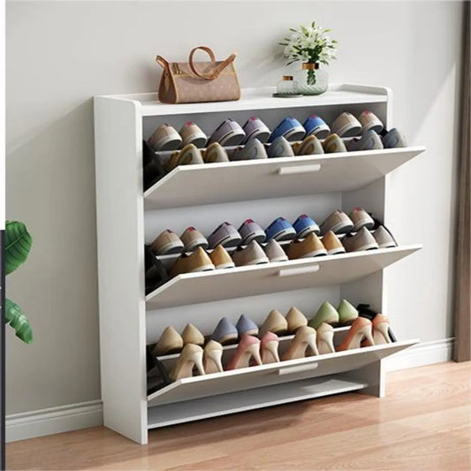 Zapatera De Madera 3 Cajones 107x65x24cm Color Blanco