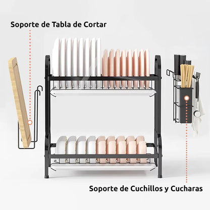 Secador Escurridor De Platos Loza Vajilla 2 Niveles Secaplato Cocina