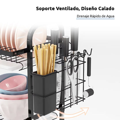 Secador Escurridor De Platos Loza Vajilla 2 Niveles Secaplato Cocina
