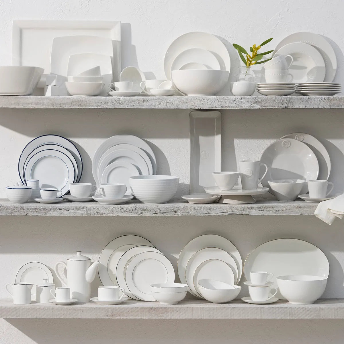 Juego De Vajilla Cerámica Blanca Puntos 30 Piezas Roberta Allen