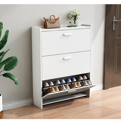 Zapatera De Madera 3 Cajones 107x65x24cm Color Blanco
