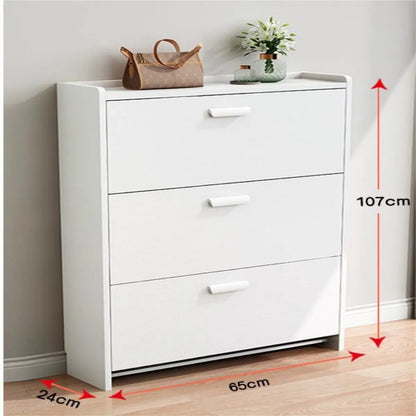 Zapatera De Madera 3 Cajones 107x65x24cm Color Blanco