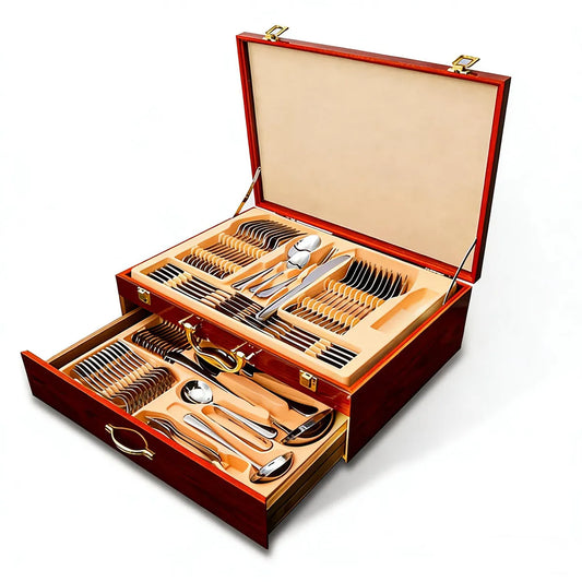 Juego de vajilla de acero inoxidable de 84 piezas